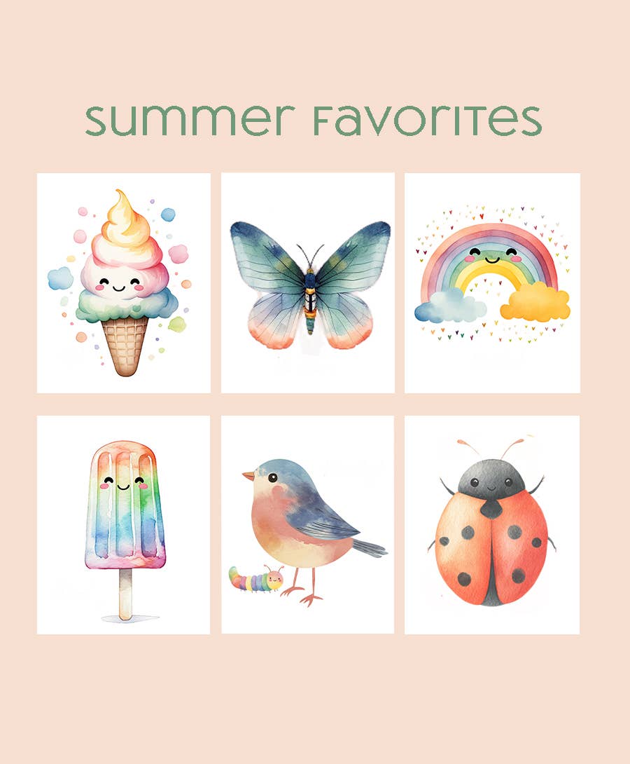 Watercolor Art Print Postcard Kit Kids All in One Beginner