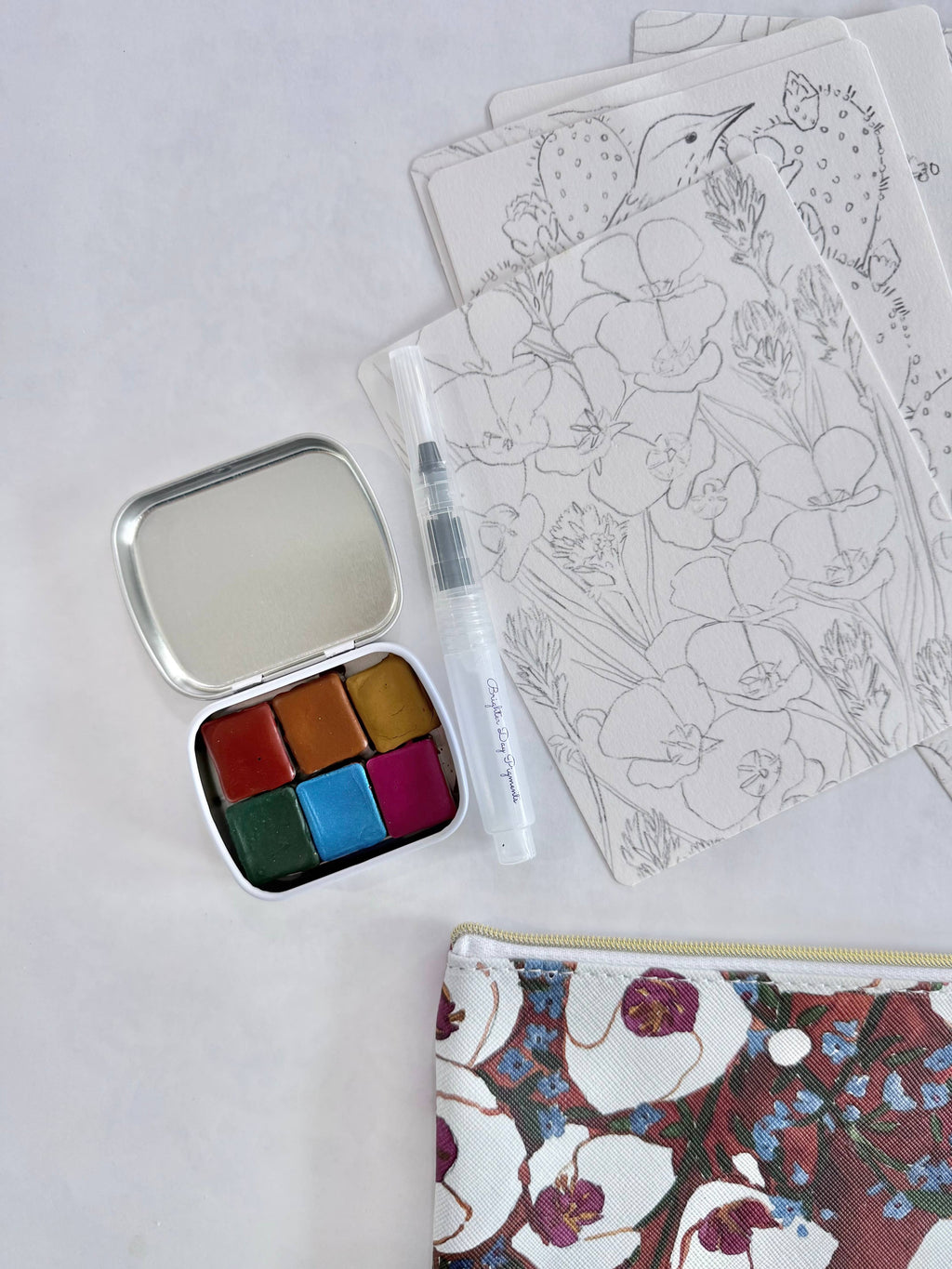 Handmade Watercolor Postcard Painting Kit – Earth Tones