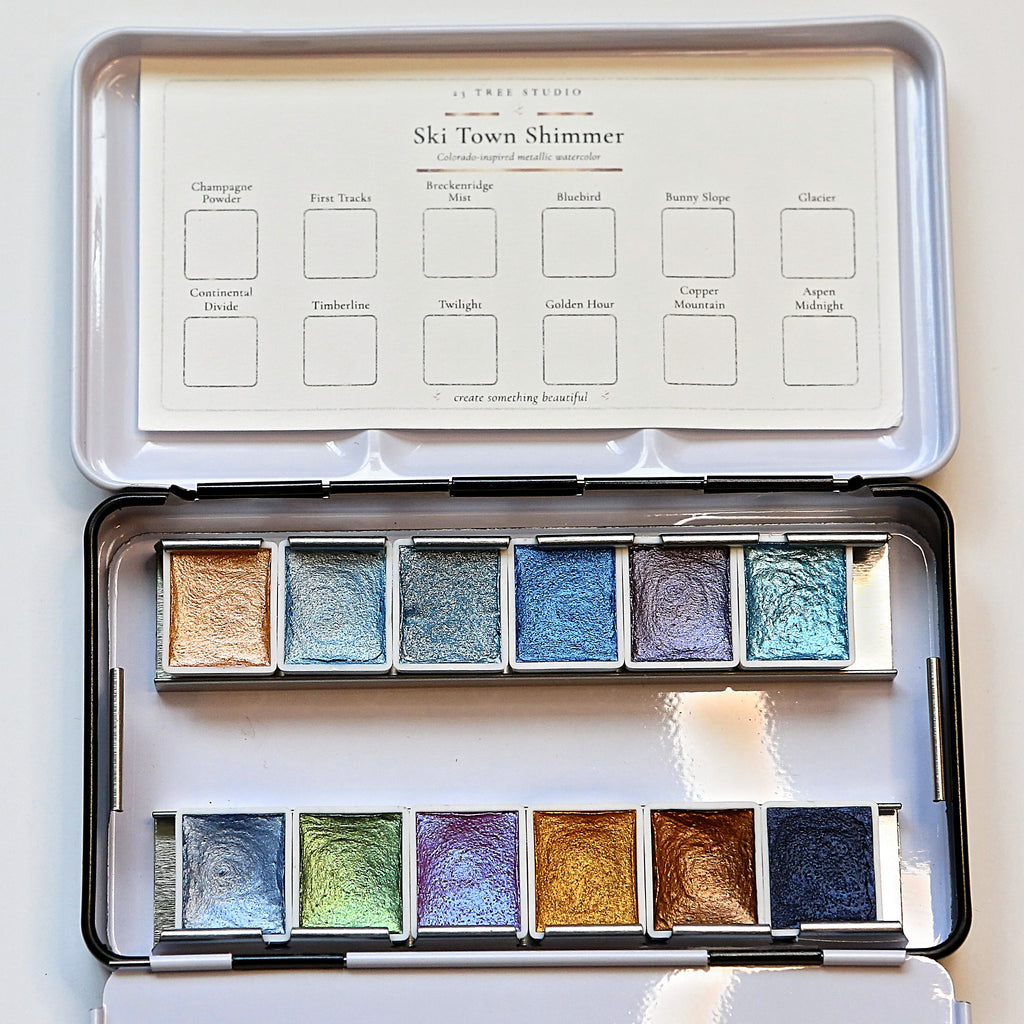 Ski Town Shimmer — 12-Color Metallic Watercolor Set