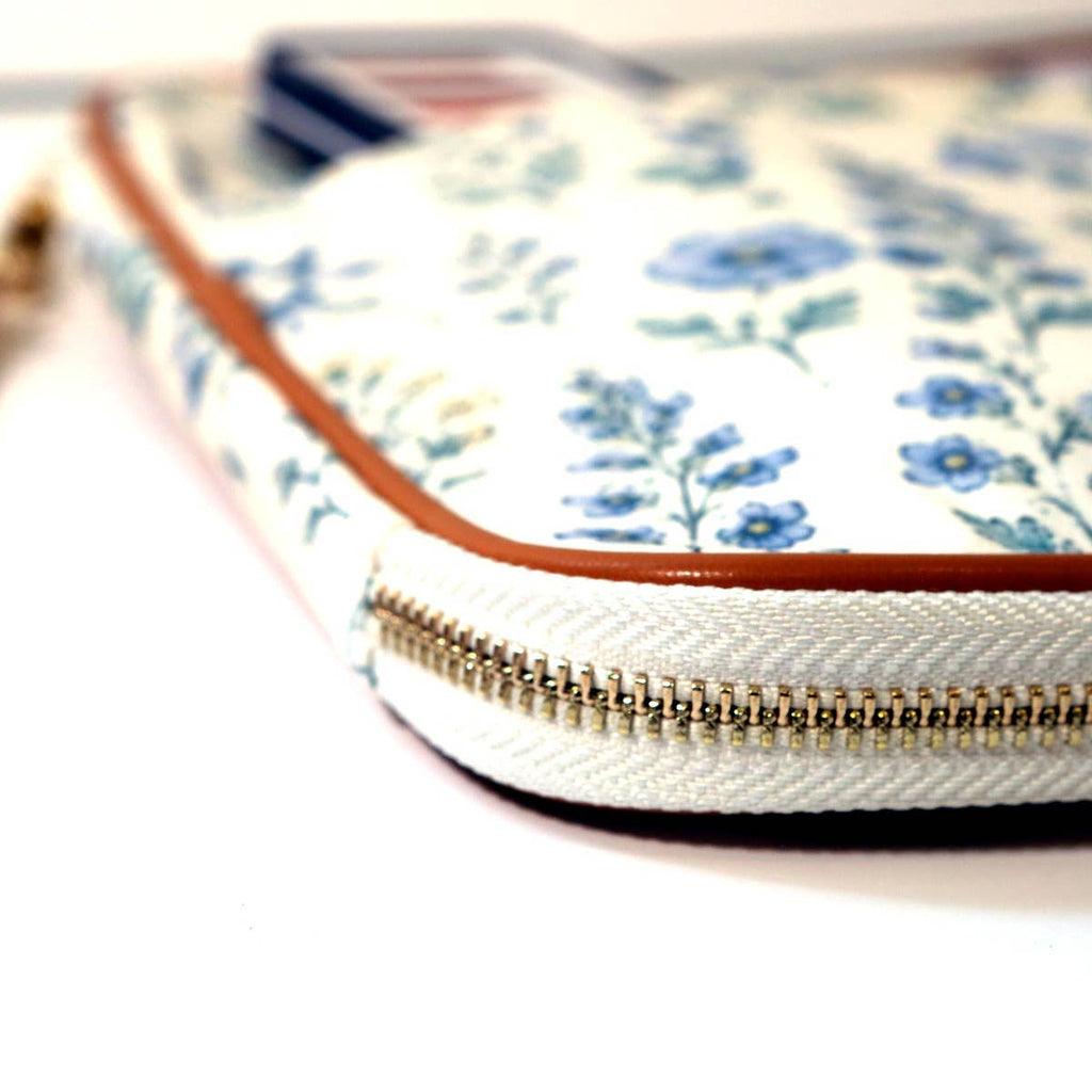 Wildflower clutch — open with supplies