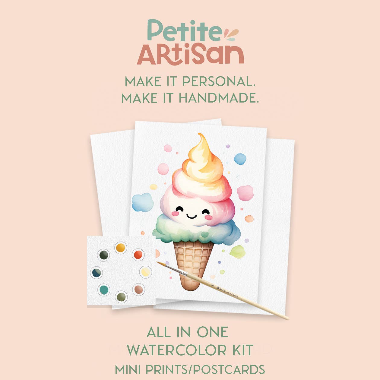 Watercolor Art Print Postcard Kit Kids All in One Beginner