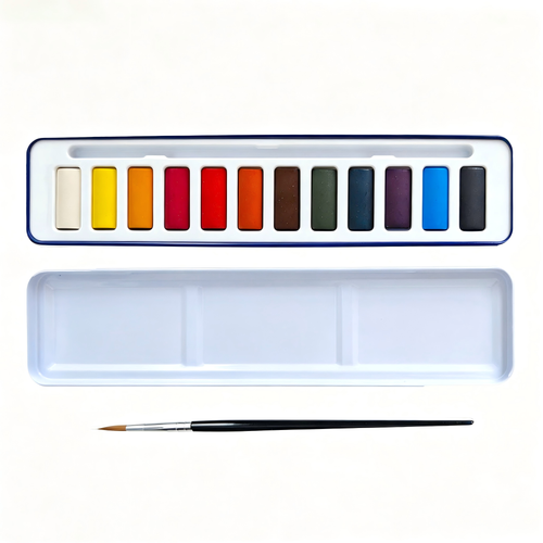 Aspen Grove Studio Starter Set — 12 watercolor pans in a navy tin
