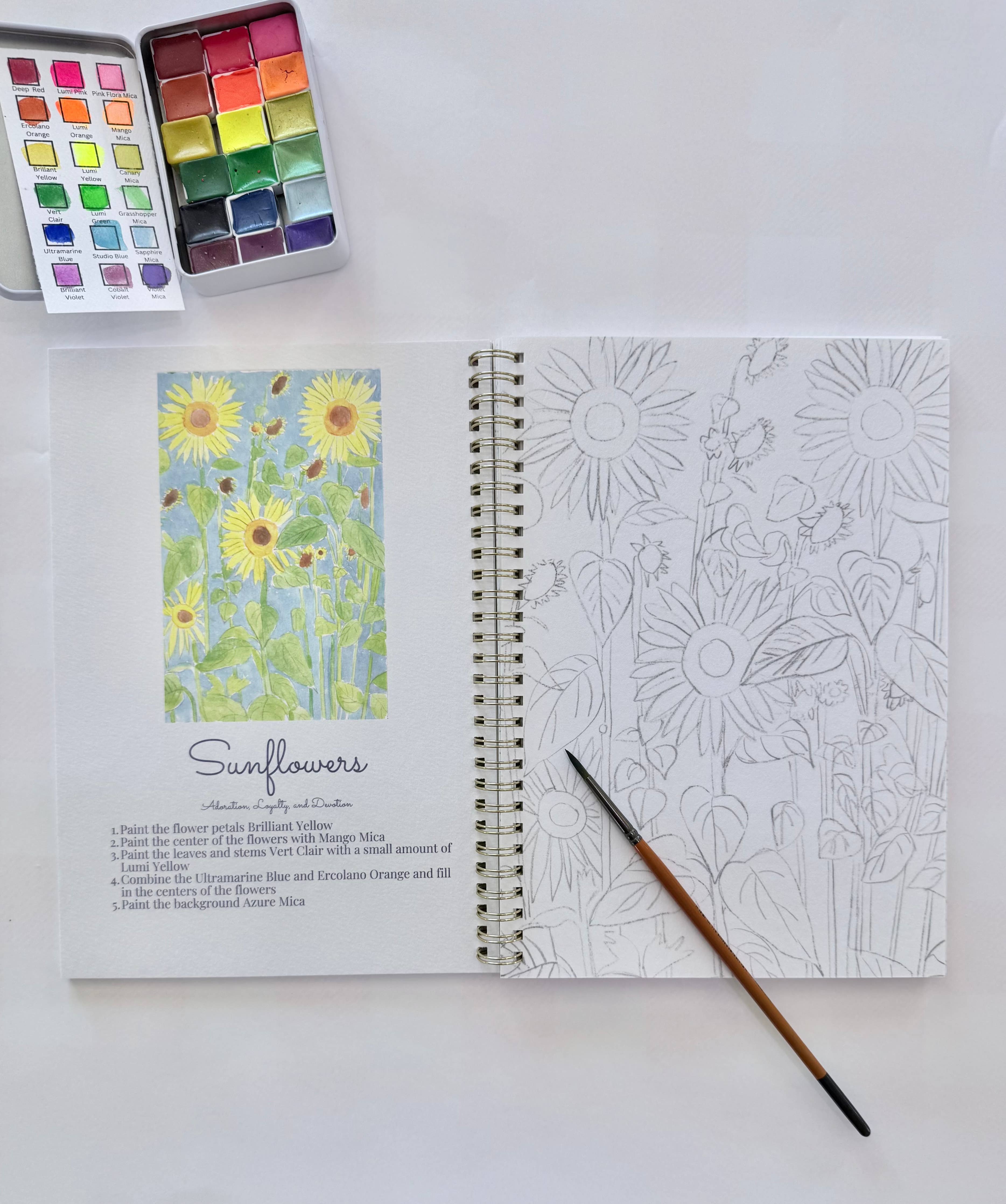 Wildflowers watercolor floral painting book