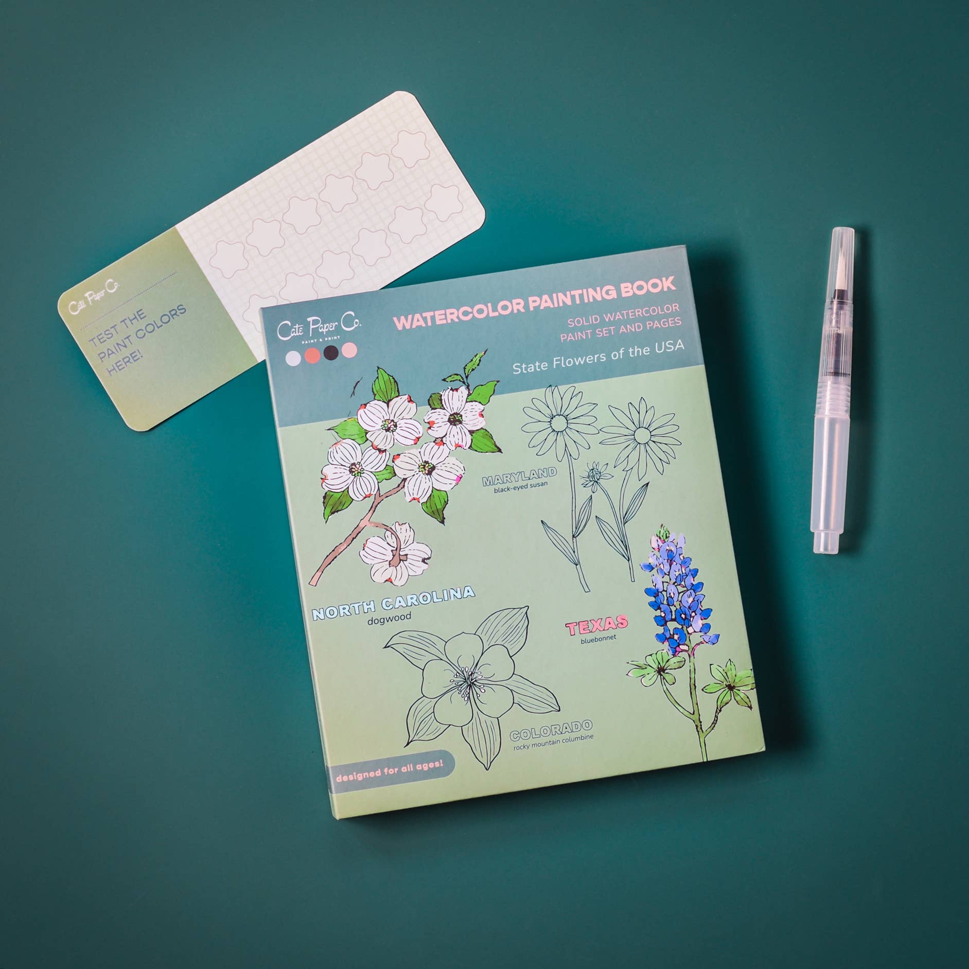 Watercolor Book and Paint Set - State Flowers
