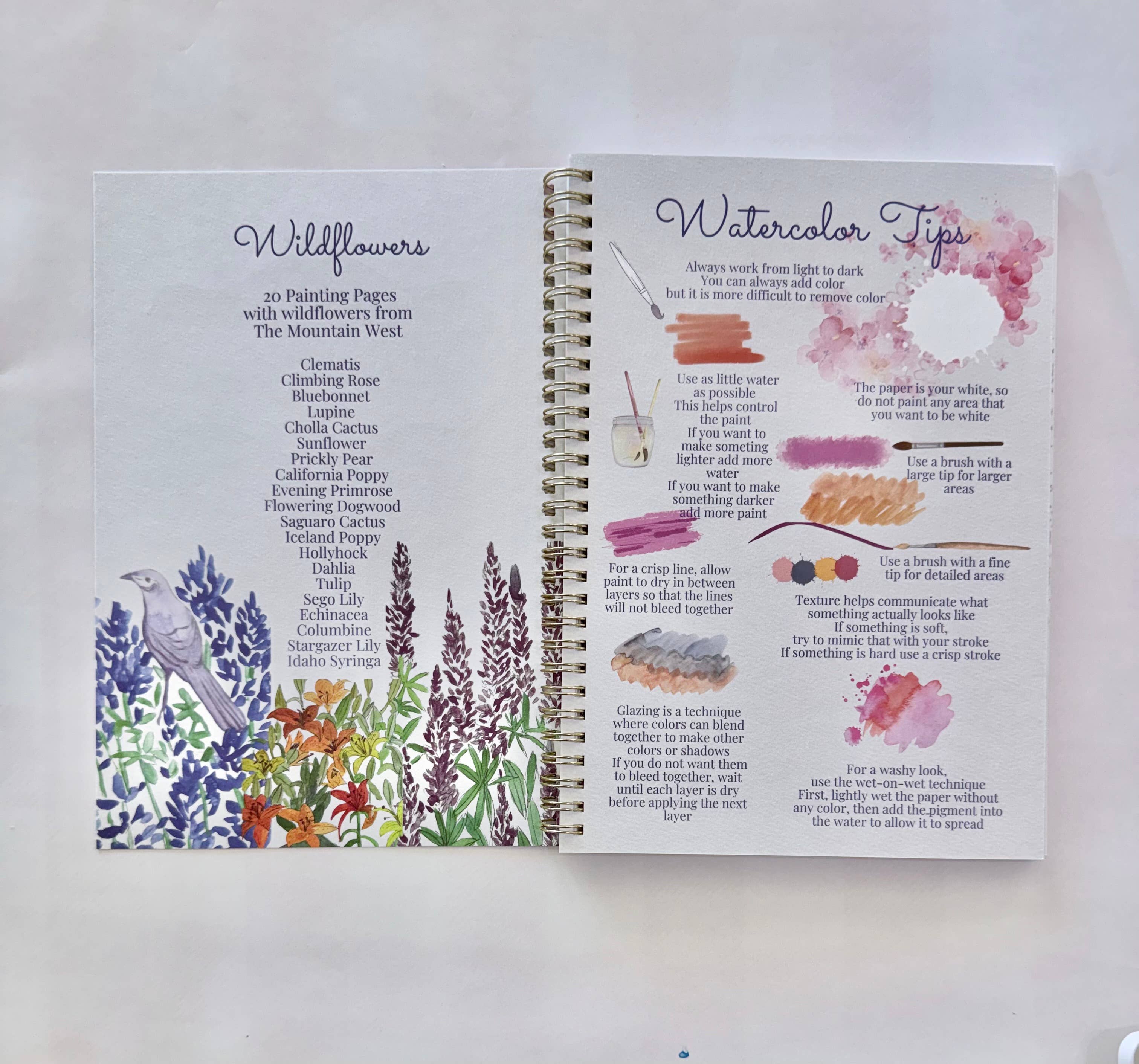 Wildflowers watercolor floral painting book