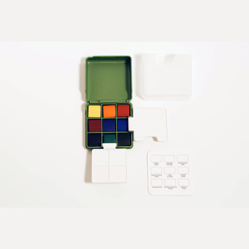 Kaden 9-color watercolor palette with water container