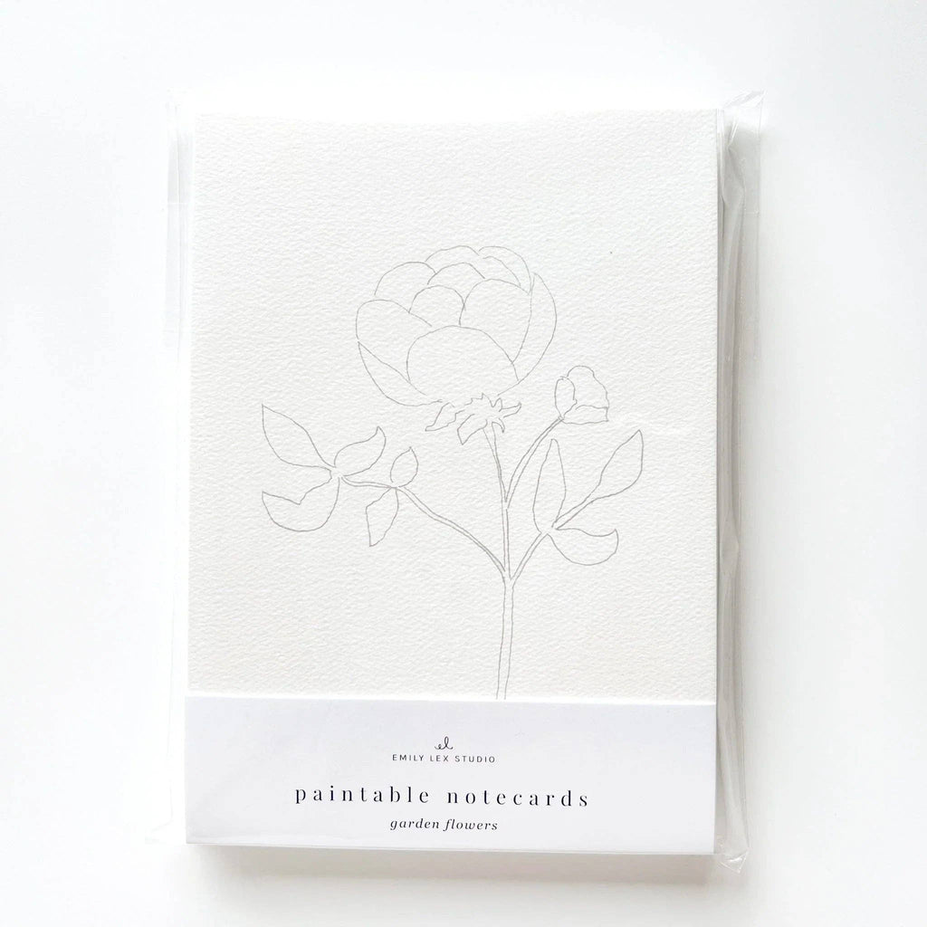 Garden flowers paintable watercolor notecard set
