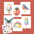 Watercolor Art Print Postcard Kit Kids All in One Beginner