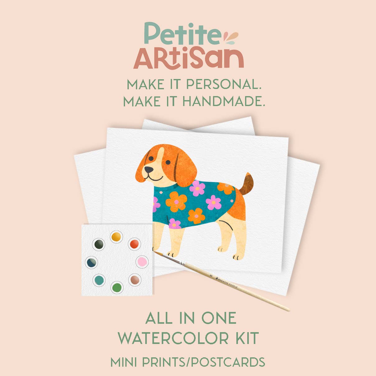 Kids Art Print Postcard Watercolor Kit All in One Beginner